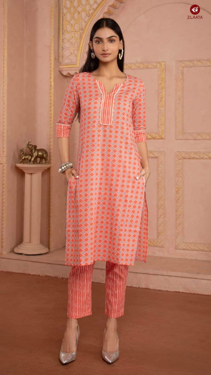 Pink straight kurta