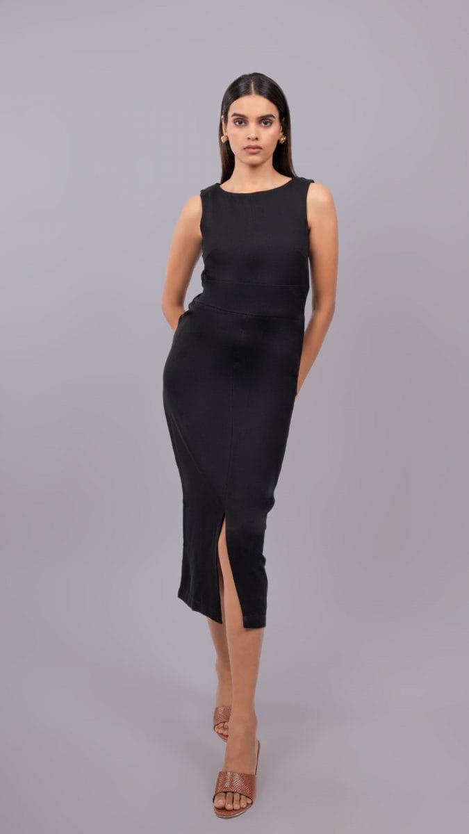 Black Formal Sleeveless Sheath Dress