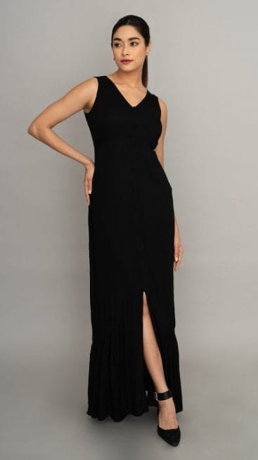 Black mermaid cut maxi dress for women