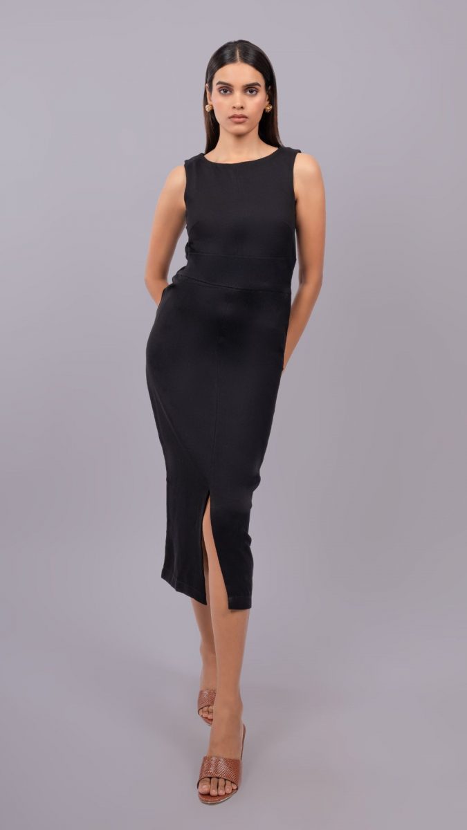 Black Formal Sleeveless Sheath Dress