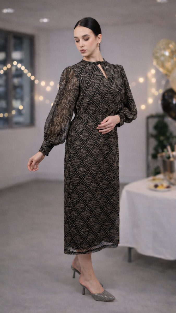 Black straight-fit dress a stylish office party wear