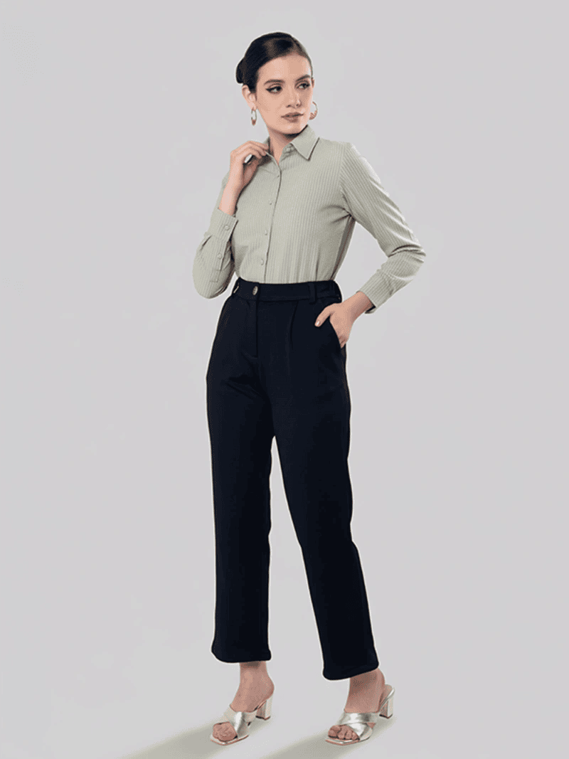 Green Formal Shirt with black pants