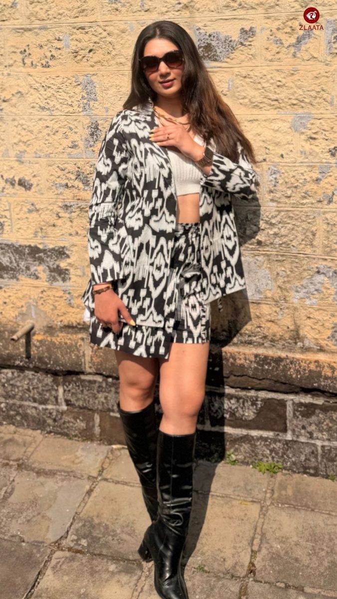 Black Ikat skort co-ord set