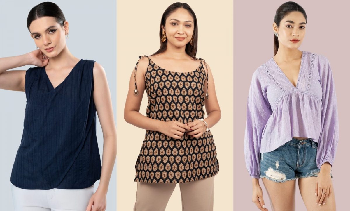 Tops suitable for apple shaped body