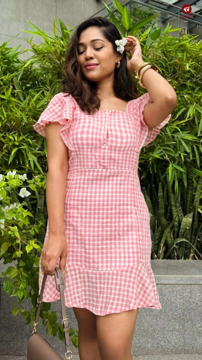 Pink checked dress perfect valentines gift ideas