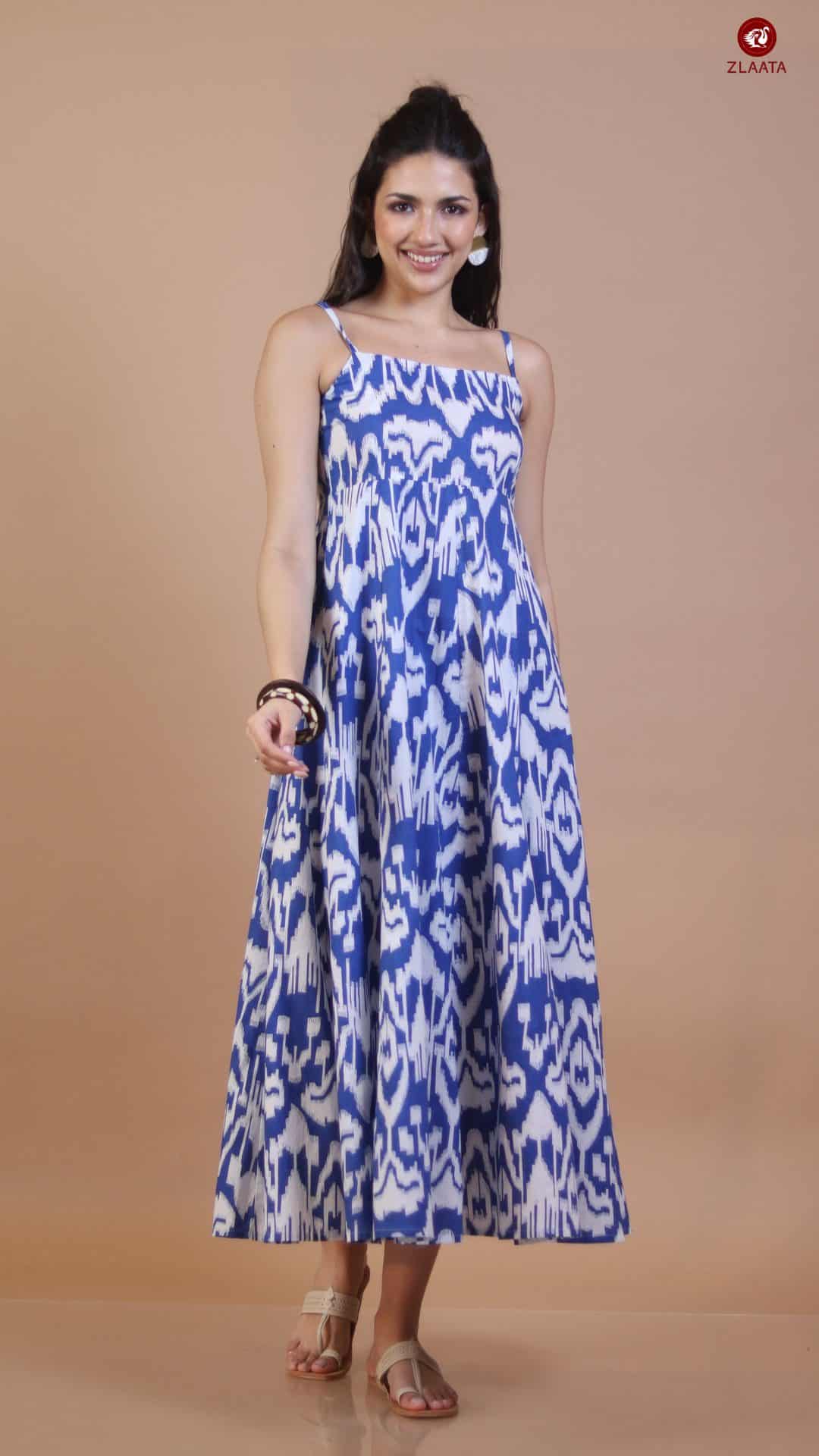 Blue Cotton Maxi Dress