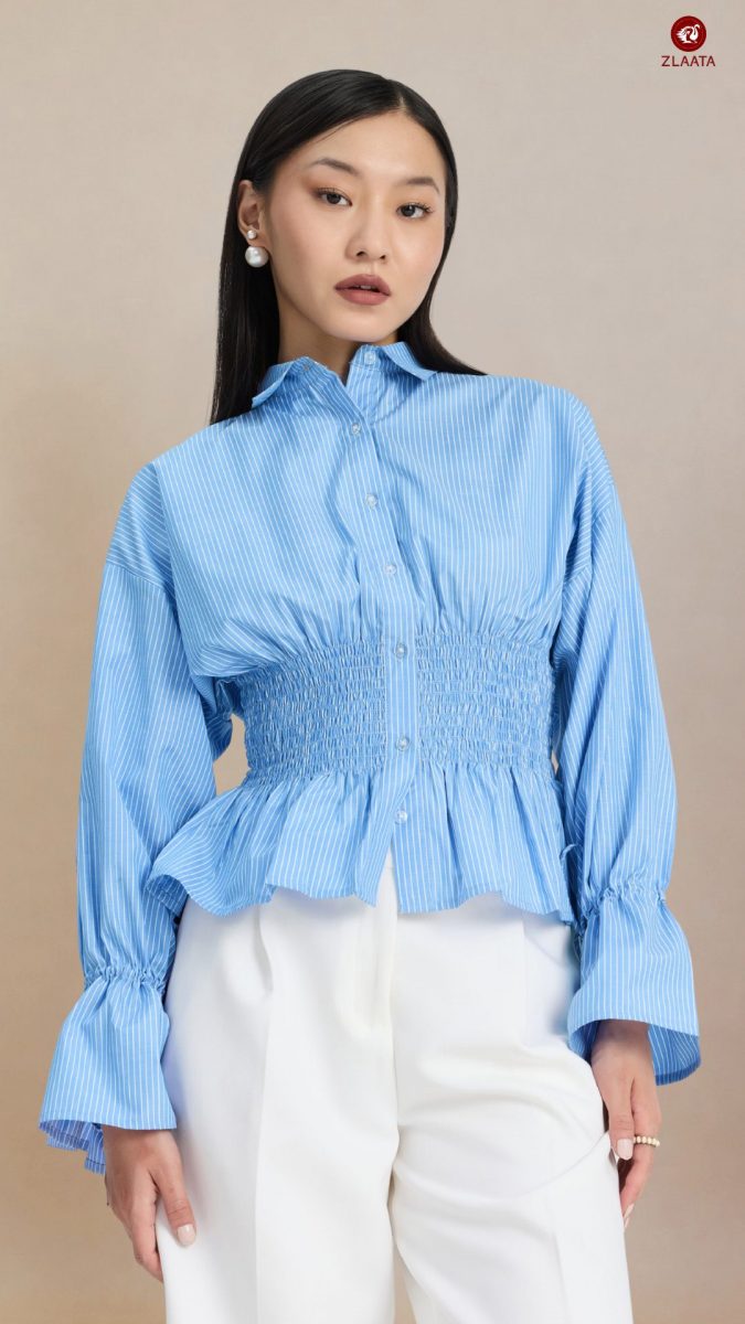 Blue striped formal shirt for interview