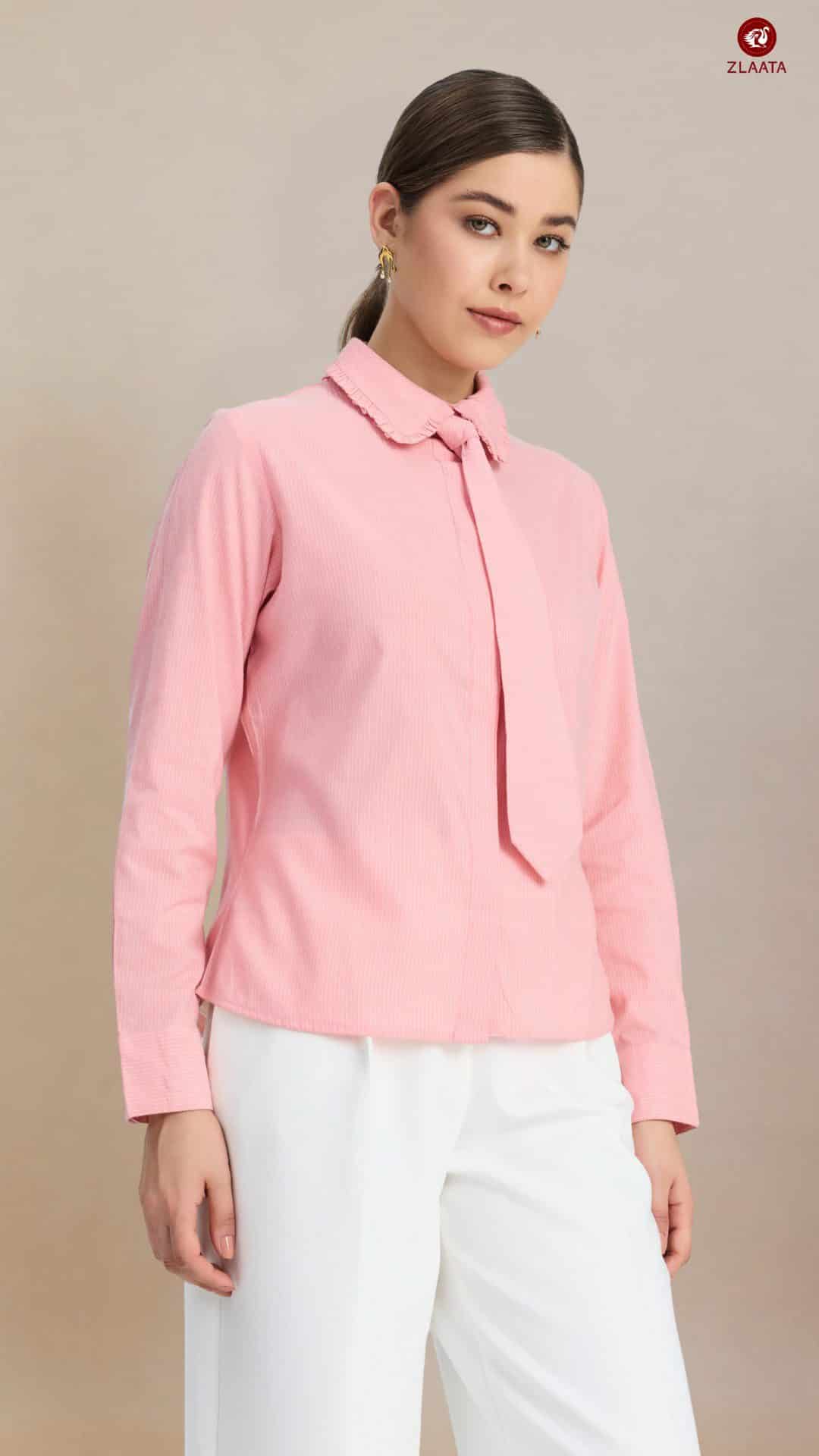 Peach pinstripe shirt with tie