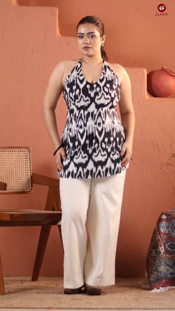Black latest halter neck kurta design