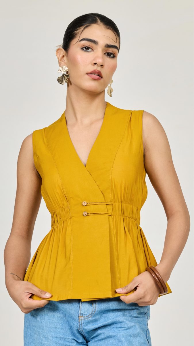 Yellow peplum top