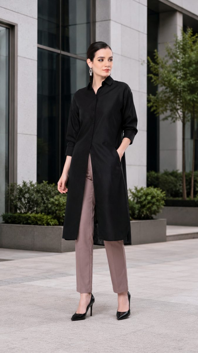 Blog long shirt dress with trousers