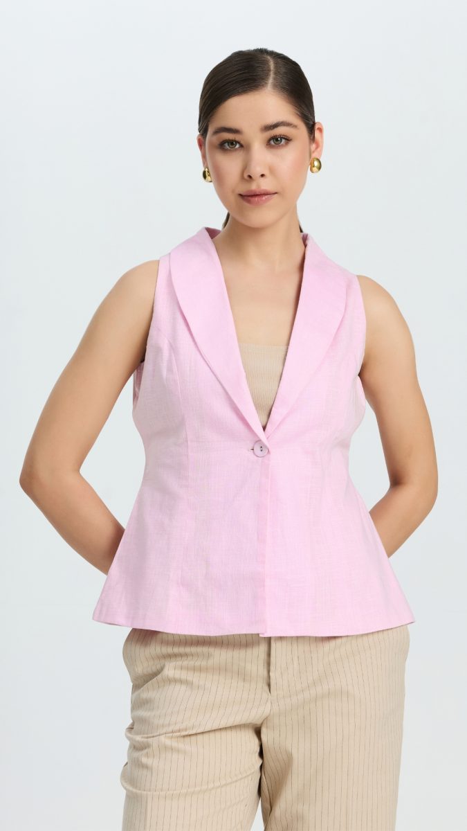 Pink waistcoat for light layered summer look