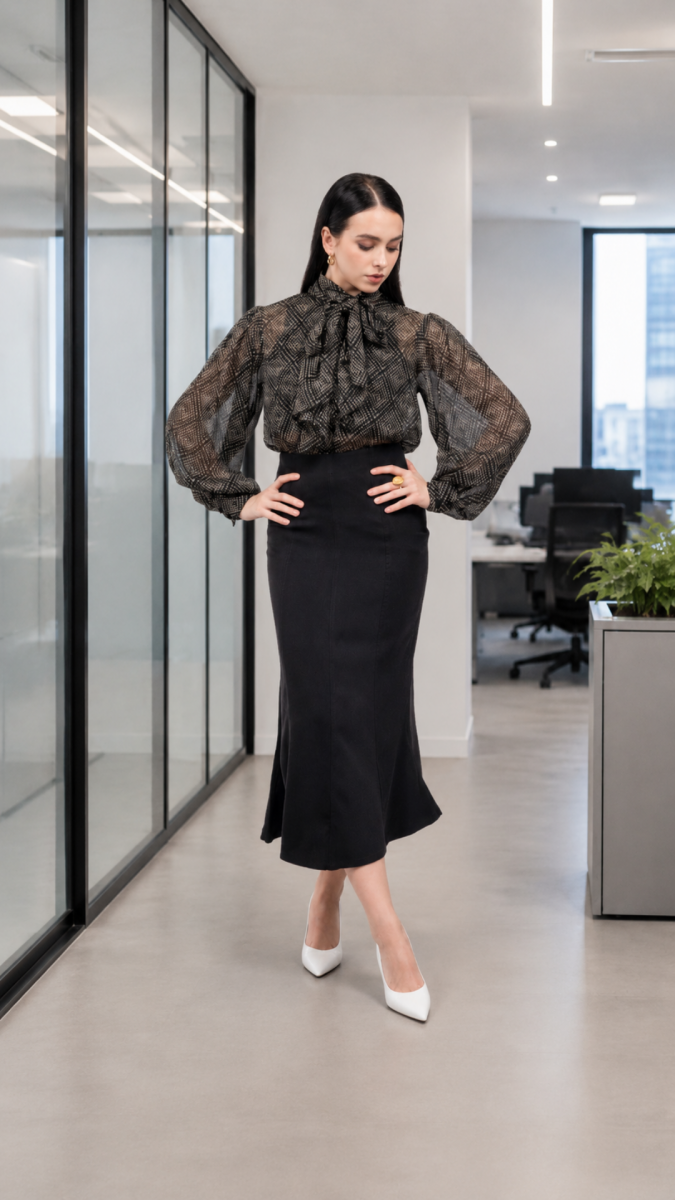 Black printed top