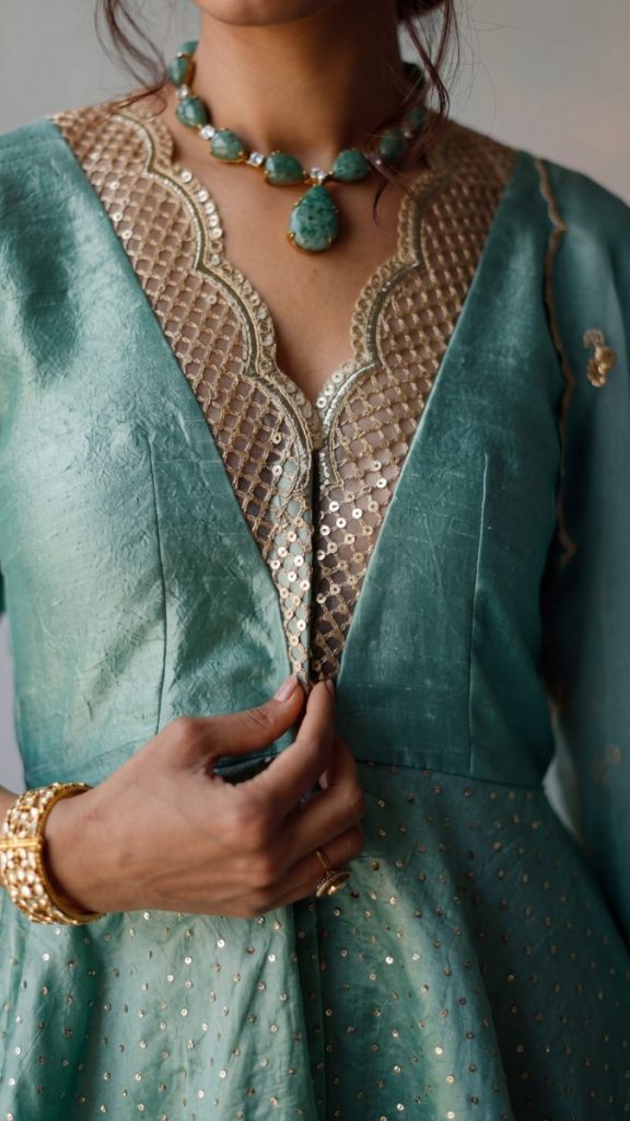 v-neckline with necklace