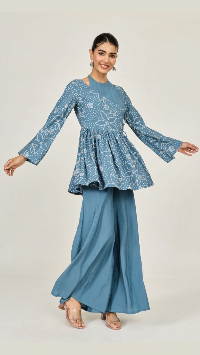Blue Bandhani Printed Ethnic Co-ord Set