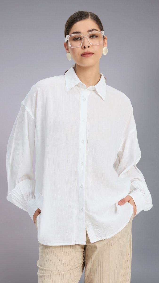 White Oversized Formal Shirt For Women